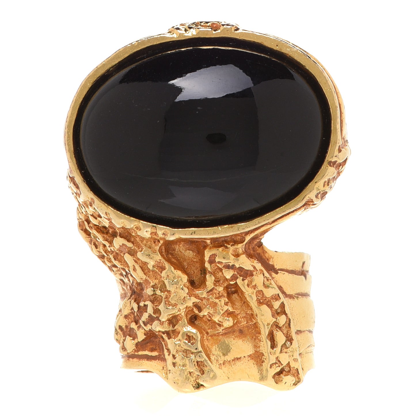 Glass Cabochon Gold Arty Ovale Ring 5 Black