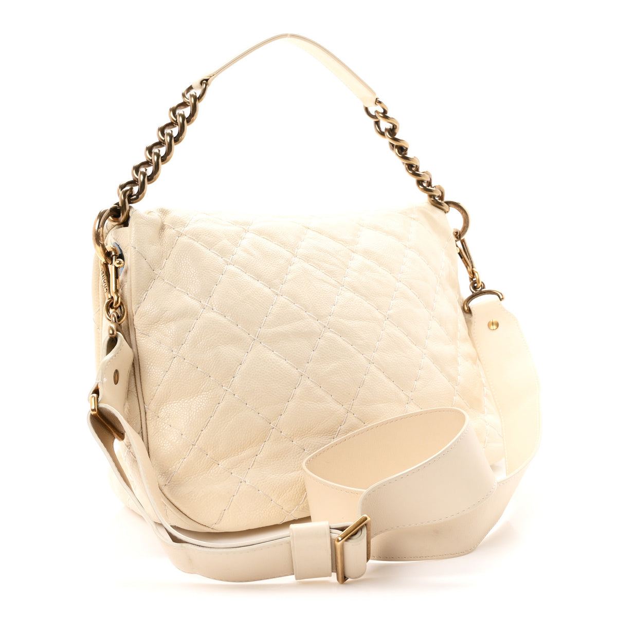 Chanel Crumpled Grained Calfskin Medium Coco Pleats Messenger Flap Dark White 3 of 10