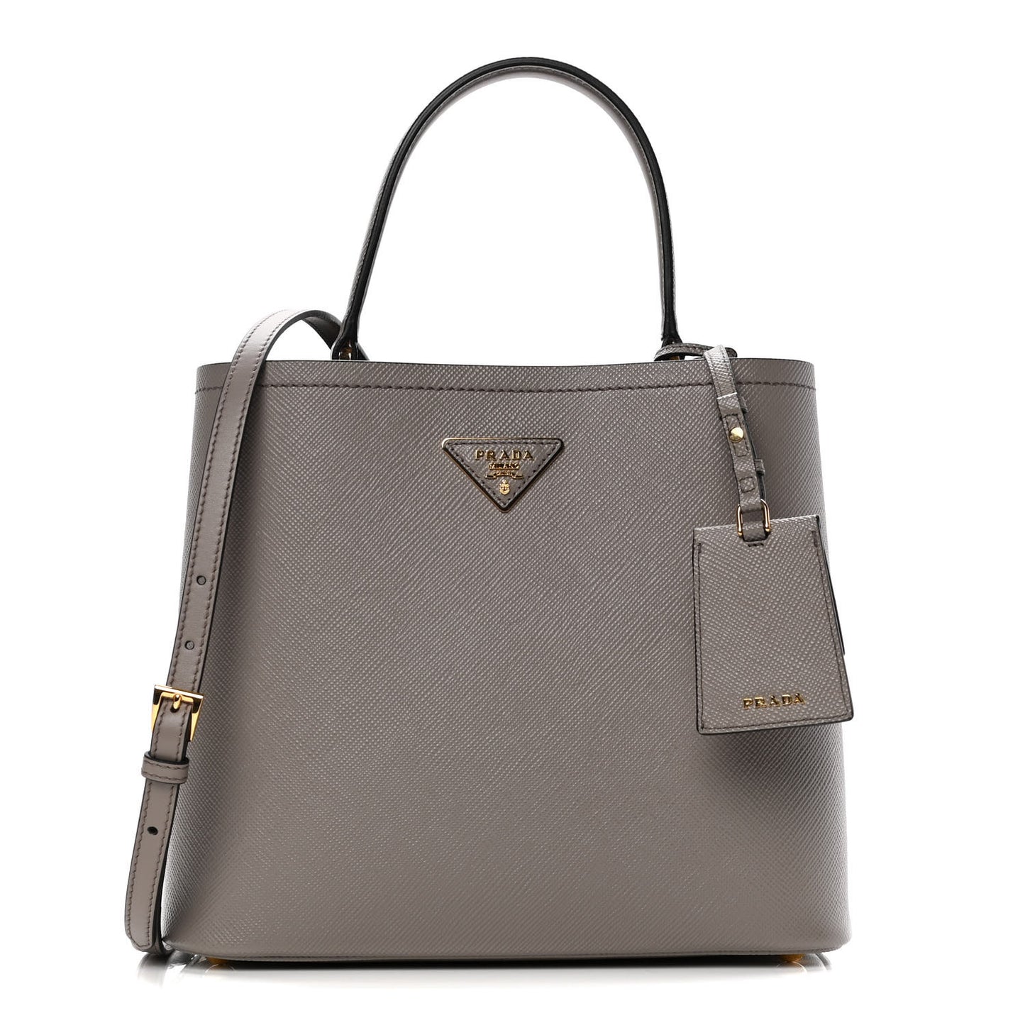 Saffiano Cuir Medium Panier Bucket Bag Argilla Black