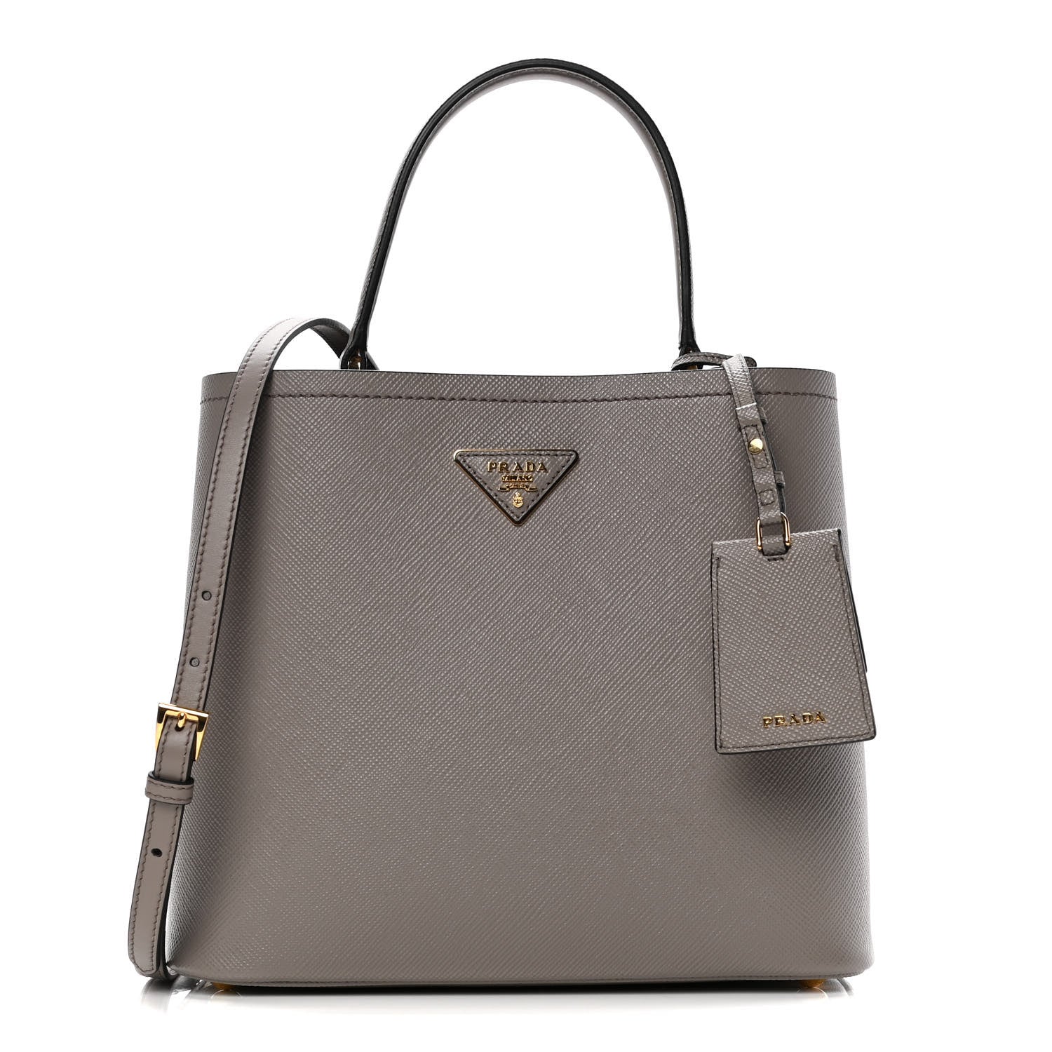 Prada Saffiano Cuir Medium Panier Bucket Bag Argilla Black 1 of 9