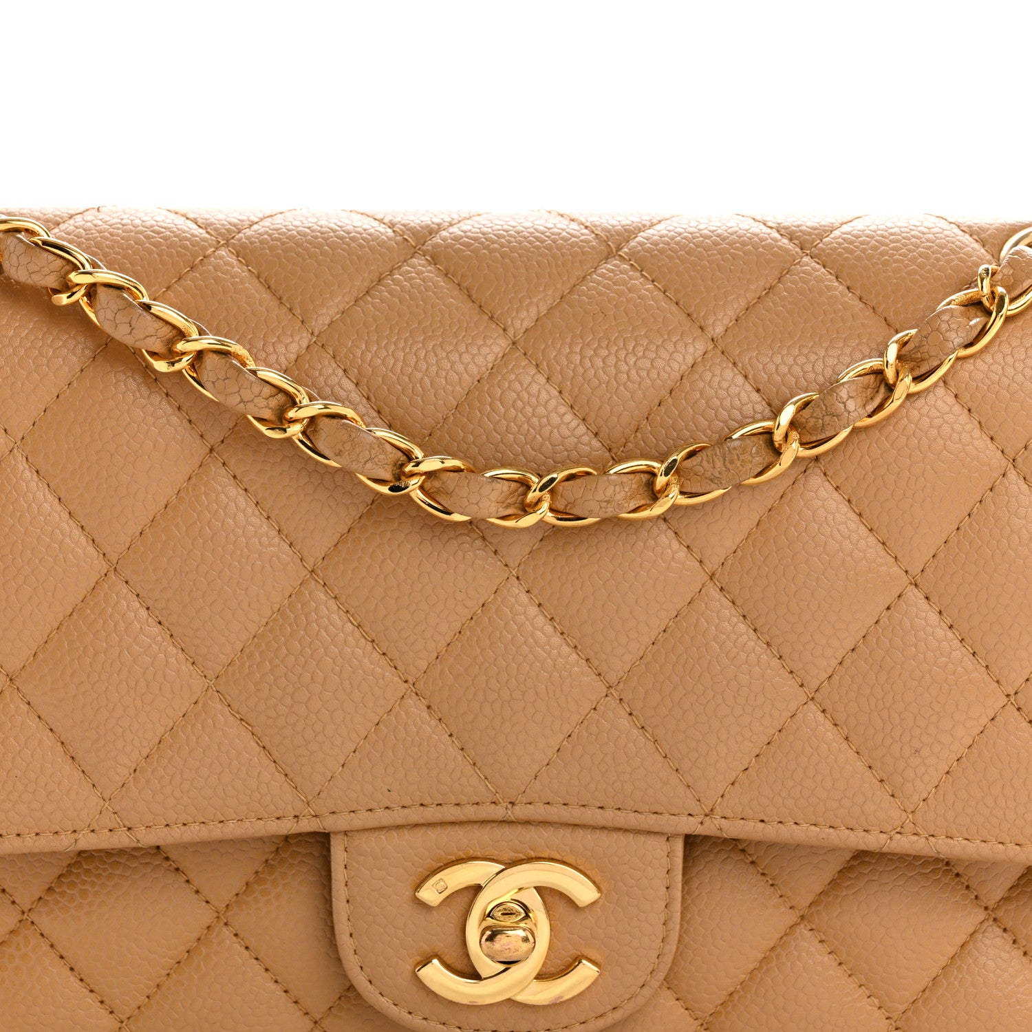 Chanel Caviar Quilted Medium Double Flap Beige 8 of 13