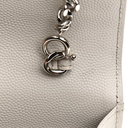Saint Laurent Grain De Poudre Matelasse Chevron Monogram Envelope Chain Wallet Optical White 12 of 16