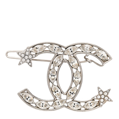 Chanel Crystal Starfall CC Hair Clip Silver 1 of 3
