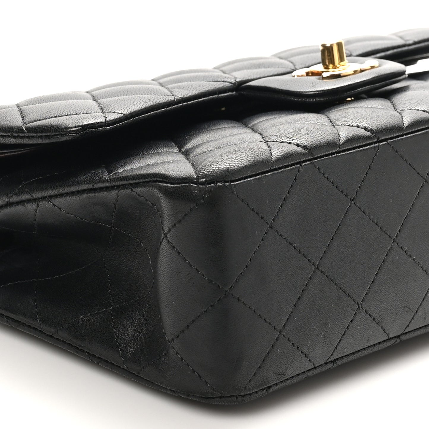 Lambskin Quilted Small Double Flap Black