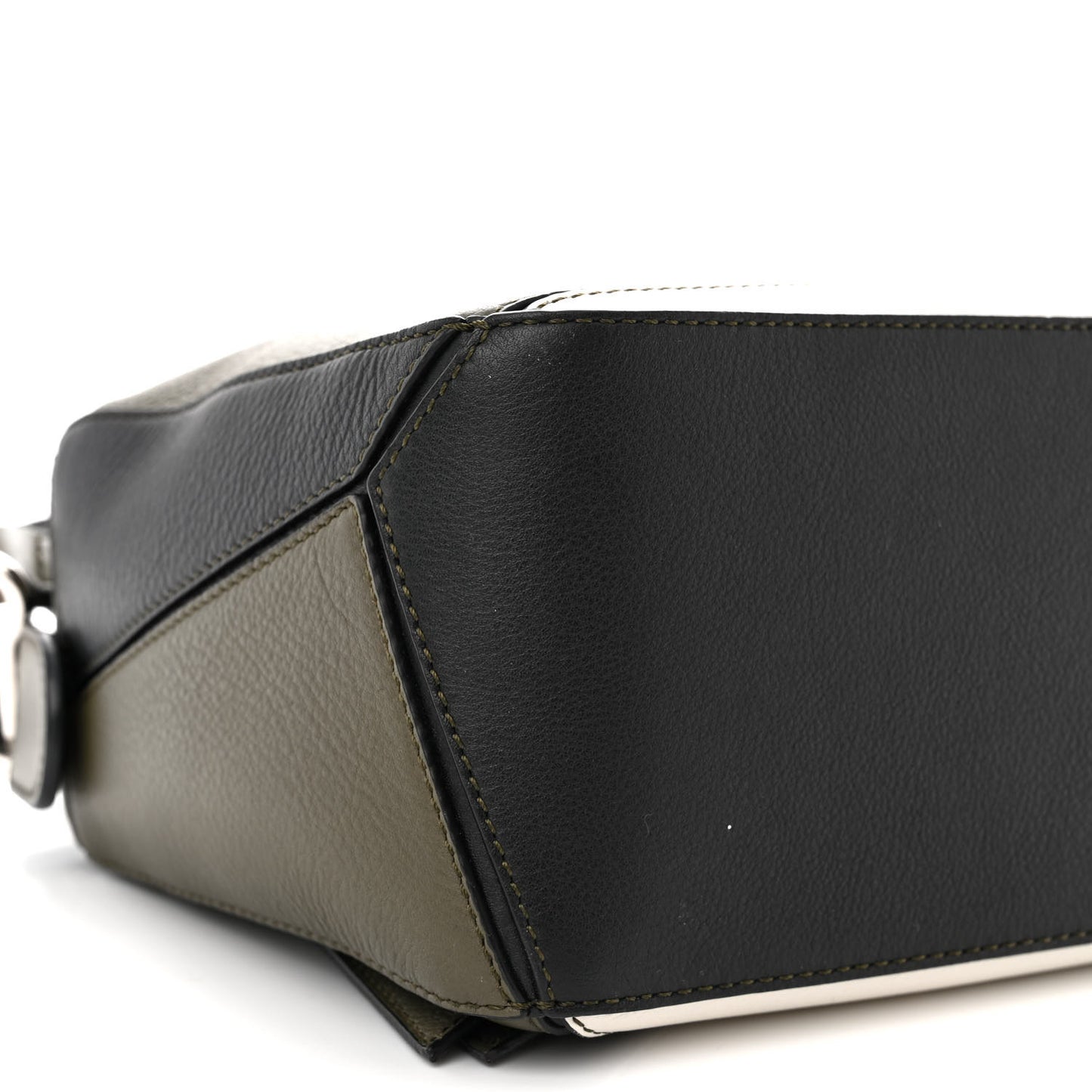 Calfskin Small Puzzle Bag Khaki Green Soft White