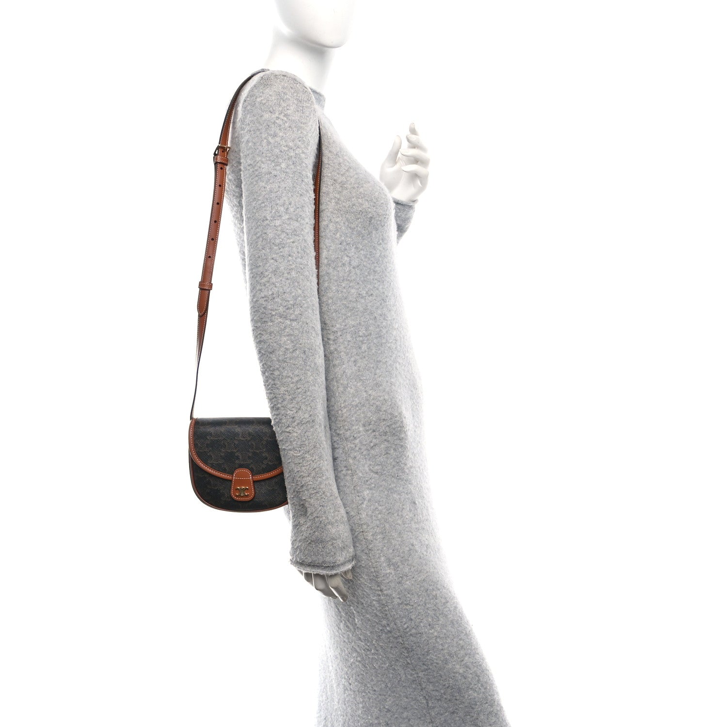 Celine Canvas Calfskin Triomphe Mini Besace Tan 2 of 9