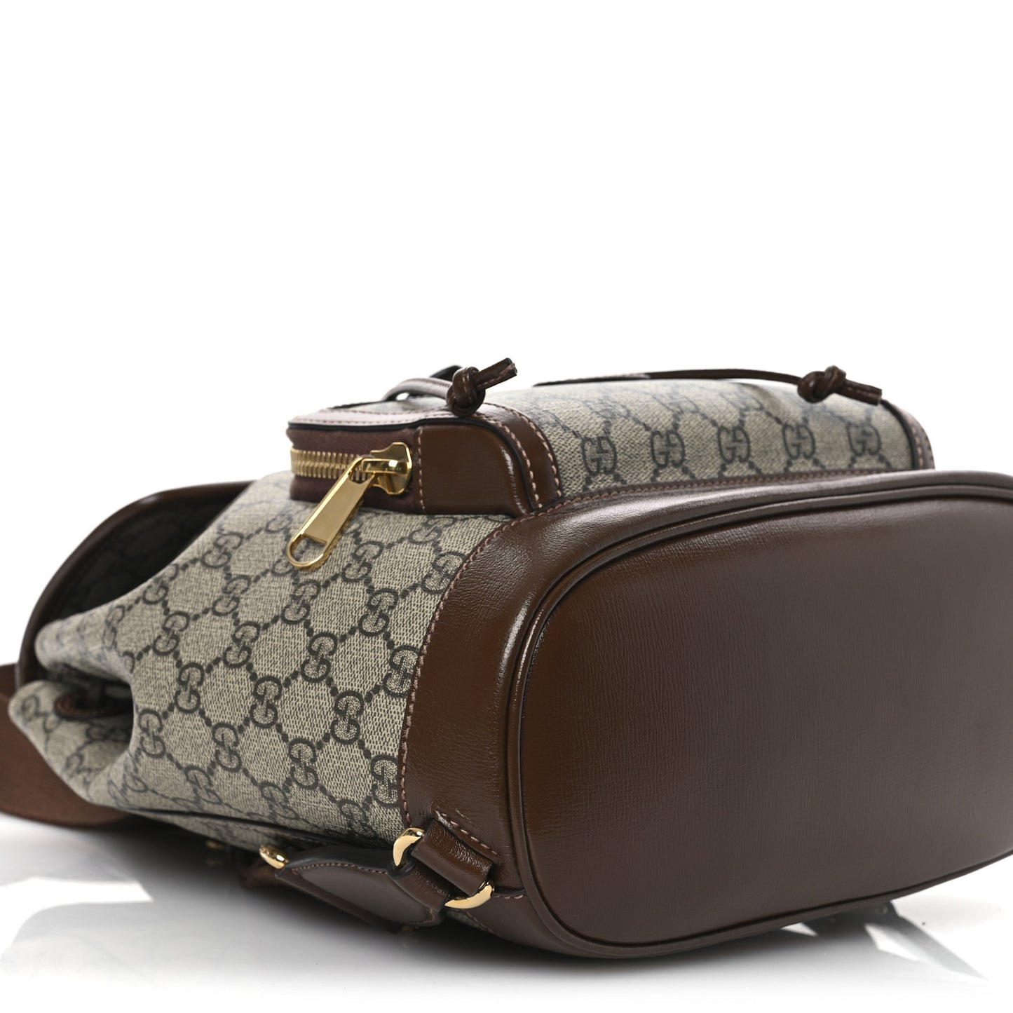 GG Supreme Monogram Azalea Calfskin Retro Interlocking G Buckle Backpack Beige Ebony Brown Sugar