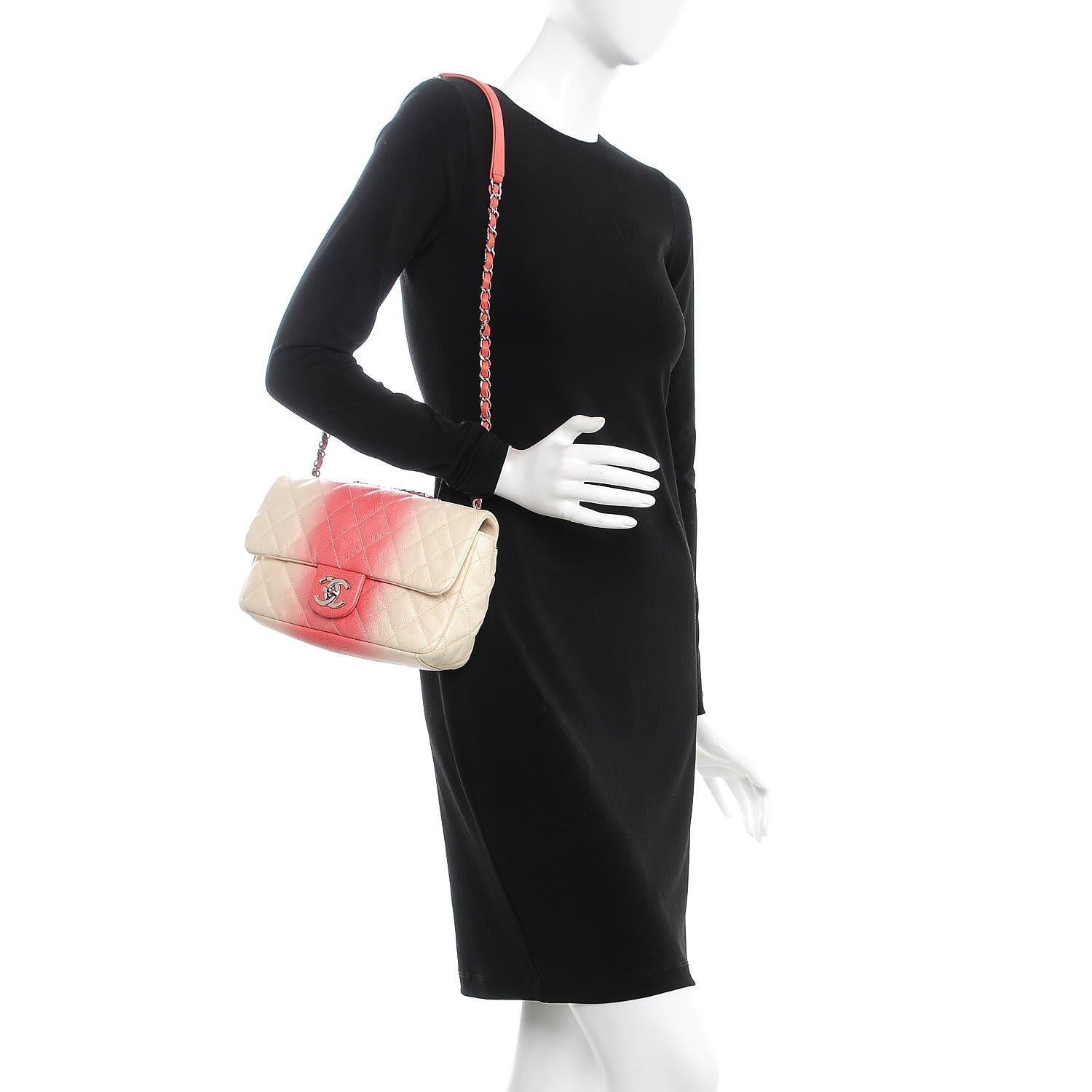 Chanel Caviar Quilted Ombre Medium Single Flap White Rose Pink 3 of 8