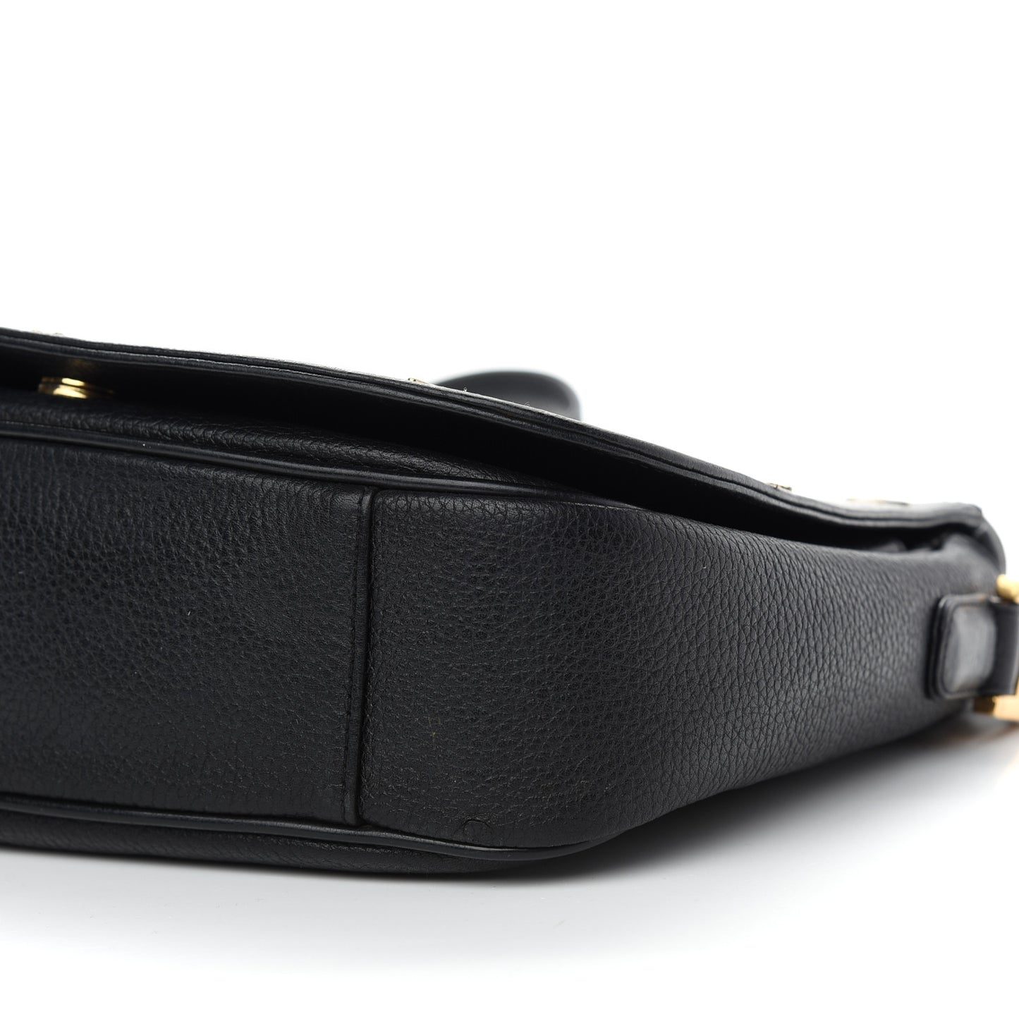 Grained Calfskin Studded Crossbody Bag Black