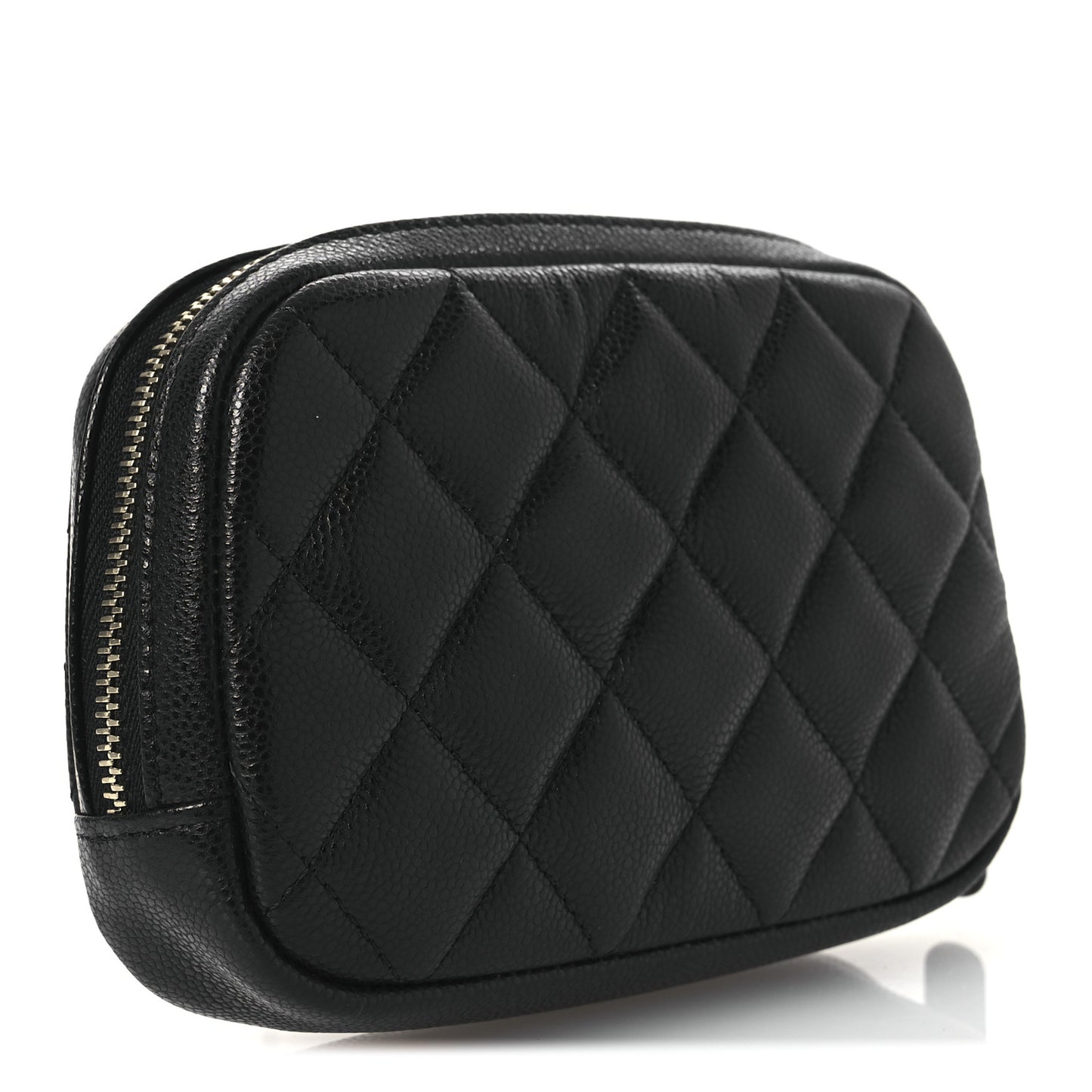 Caviar Quilted Small Curvy Pouch Cosmetic Case Black