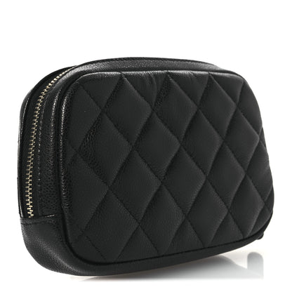 Chanel Caviar Quilted Small Curvy Pouch Cosmetic Case Black 3 of 11
