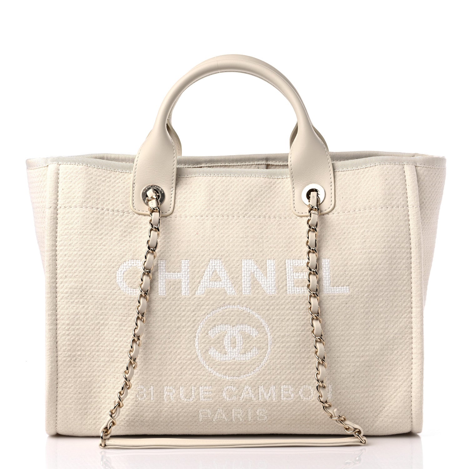 Chanel Mixed Fibers Small Deauville Tote White 3 of 10