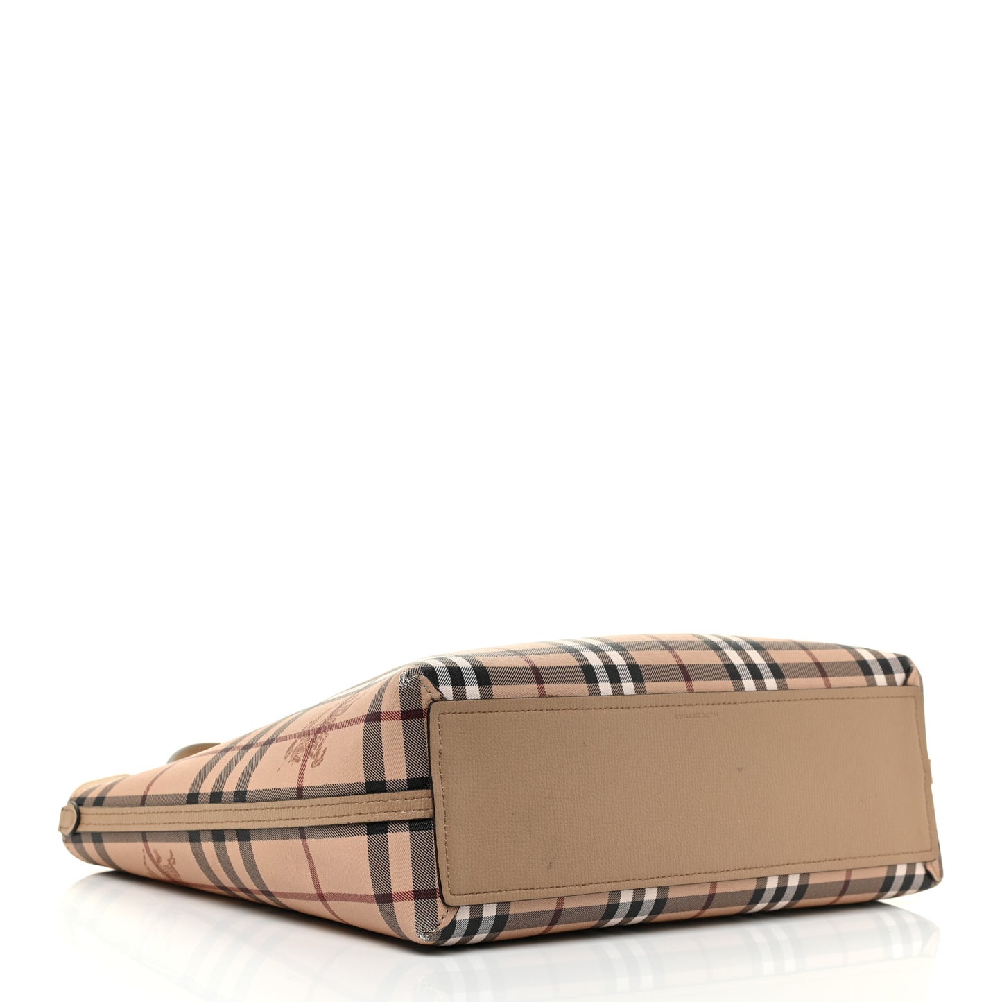 Grainy Calfskin Haymarket Check Small Reversible Tote Mid Camel