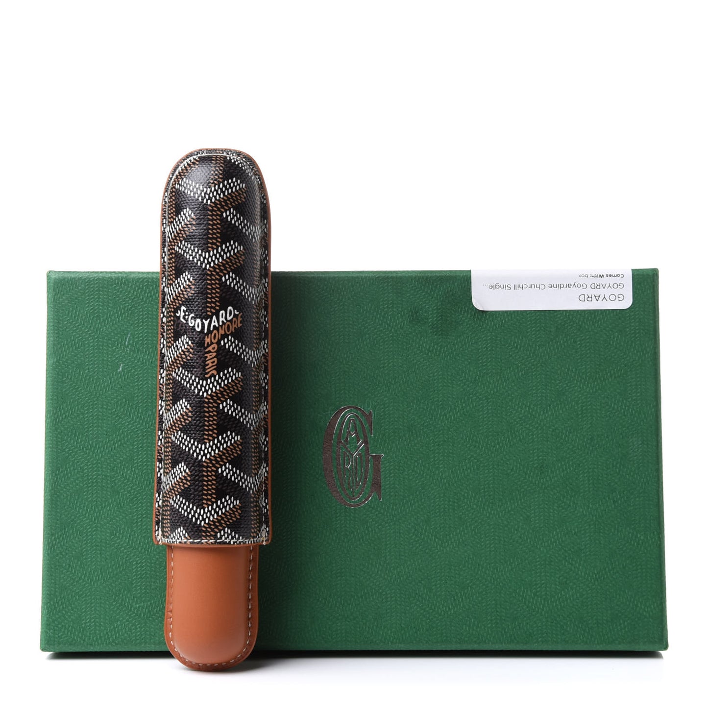 Goyardine Churchill Single Cigar Case Black Gold