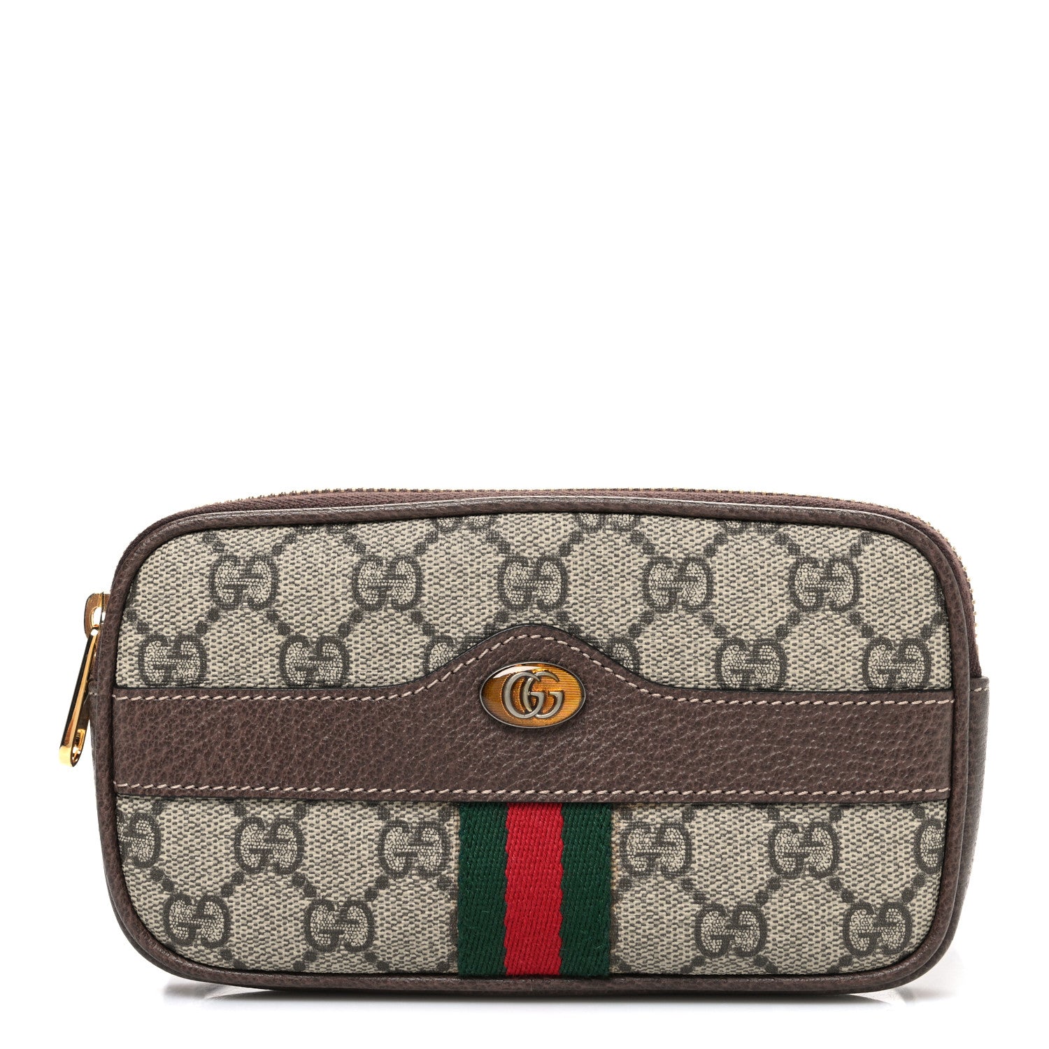 Gucci GG Supreme Monogram Web Ophidia Belted iPhone Case 105 42 Dark Brown 1 of 11