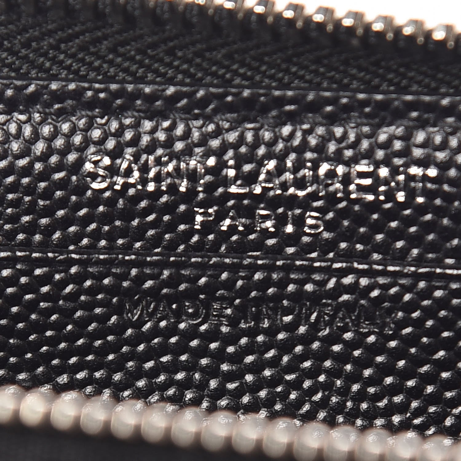 Saint Laurent Grain De Poudre Matelasse Chevron Monogram Zip Around Wallet Black 6 of 12