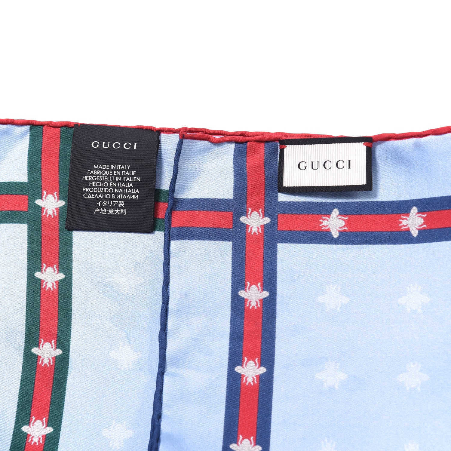 Gucci Silk Web Bee Scarf Blue 2 of 3