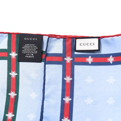 Gucci Silk Web Bee Scarf Blue 2 of 3