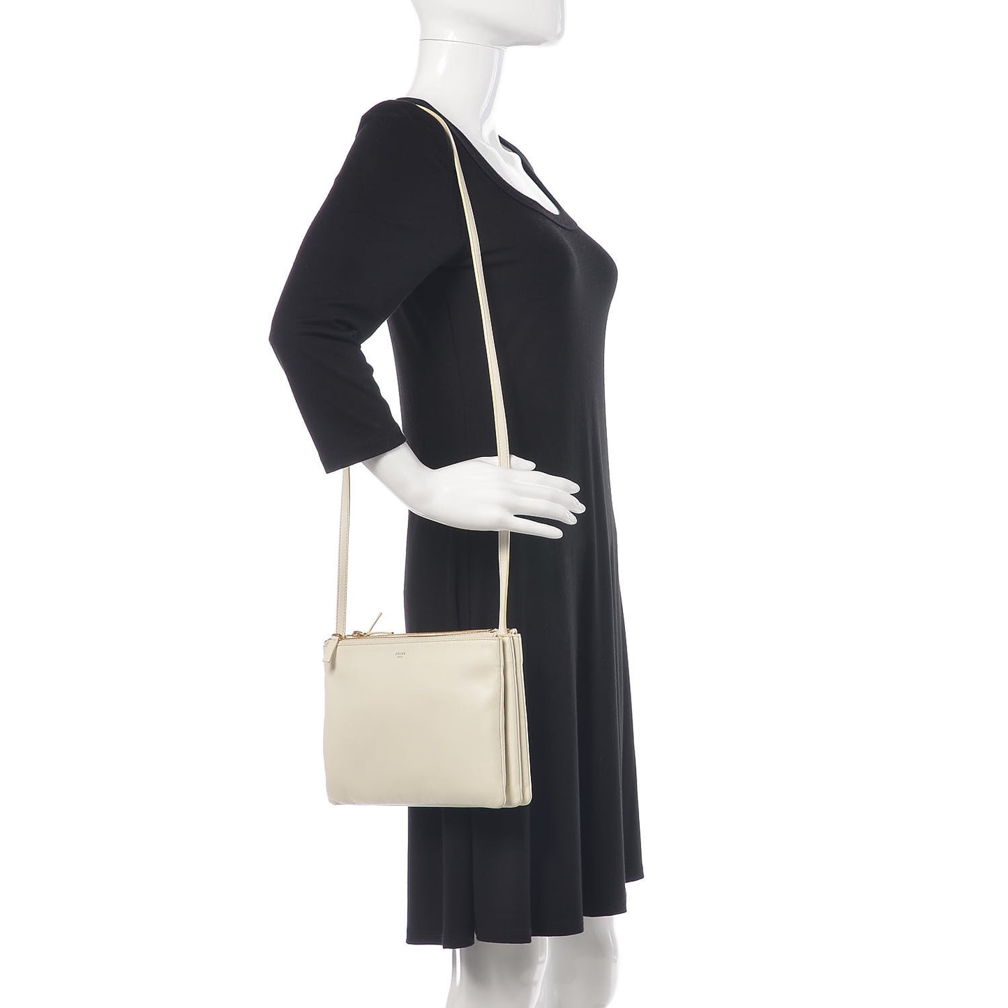 Goatskin Large Trio Crossbody Bag White