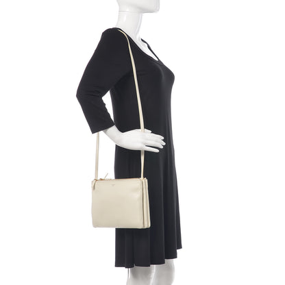 Celine Goatskin Large Trio Crossbody Bag White 2 of 14