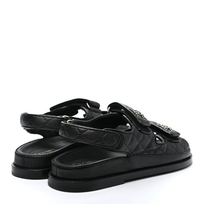 Chanel Grained Calfskin Velcro Dad Sandals 37.5 Black 4 of 9