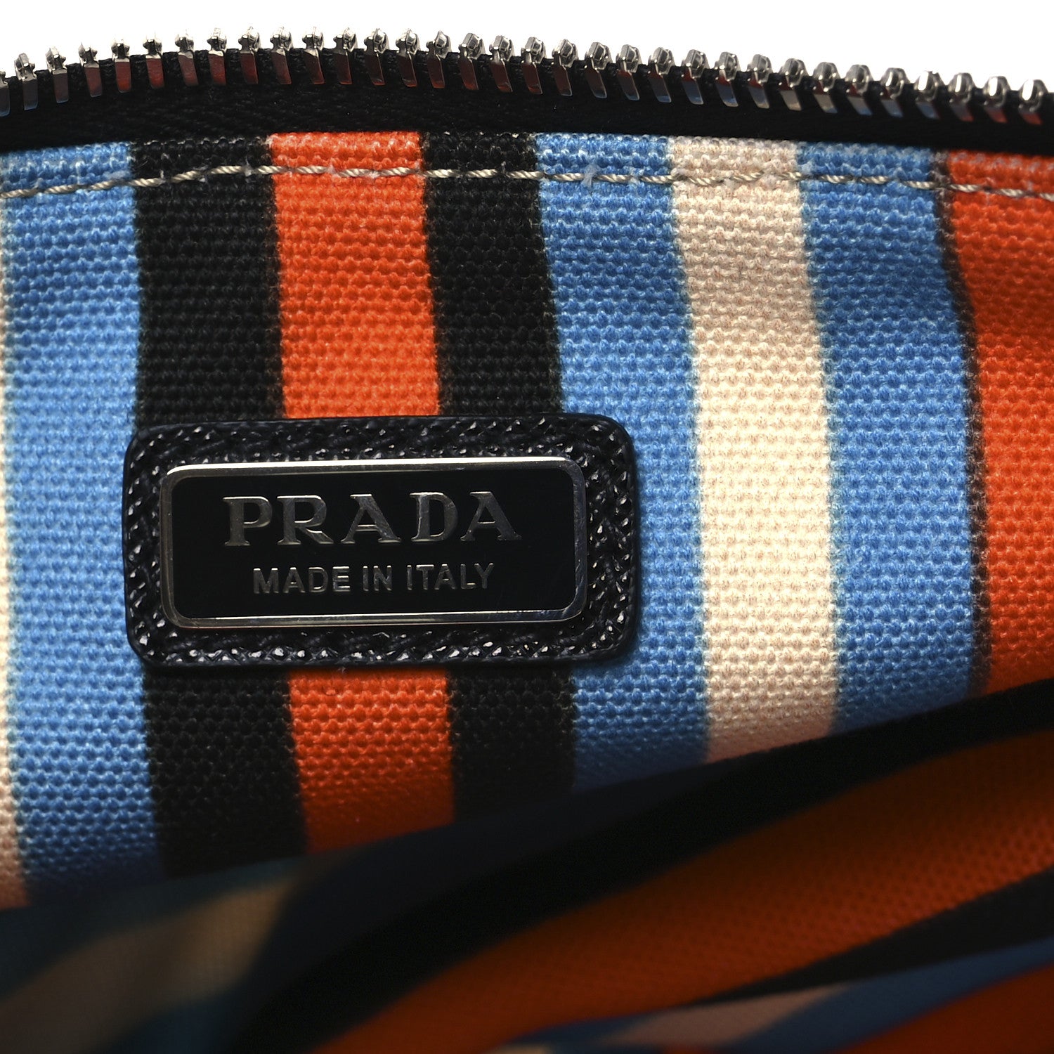 Prada Canvas Baiadera Stripe Wristlet Pouch Arancio 6 of 11