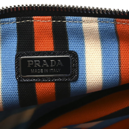 Prada Canvas Baiadera Stripe Wristlet Pouch Arancio 6 of 11