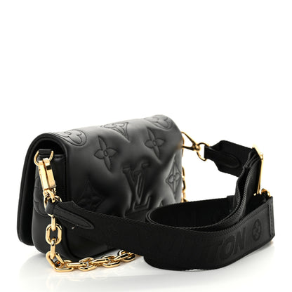 Louis Vuitton Calfskin Bubblegram Wallet On Strap Black 3 of 9
