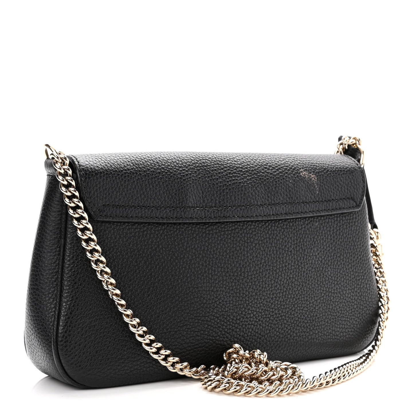 Pebbled Calfskin Medium Soho Flap Crossbody Black