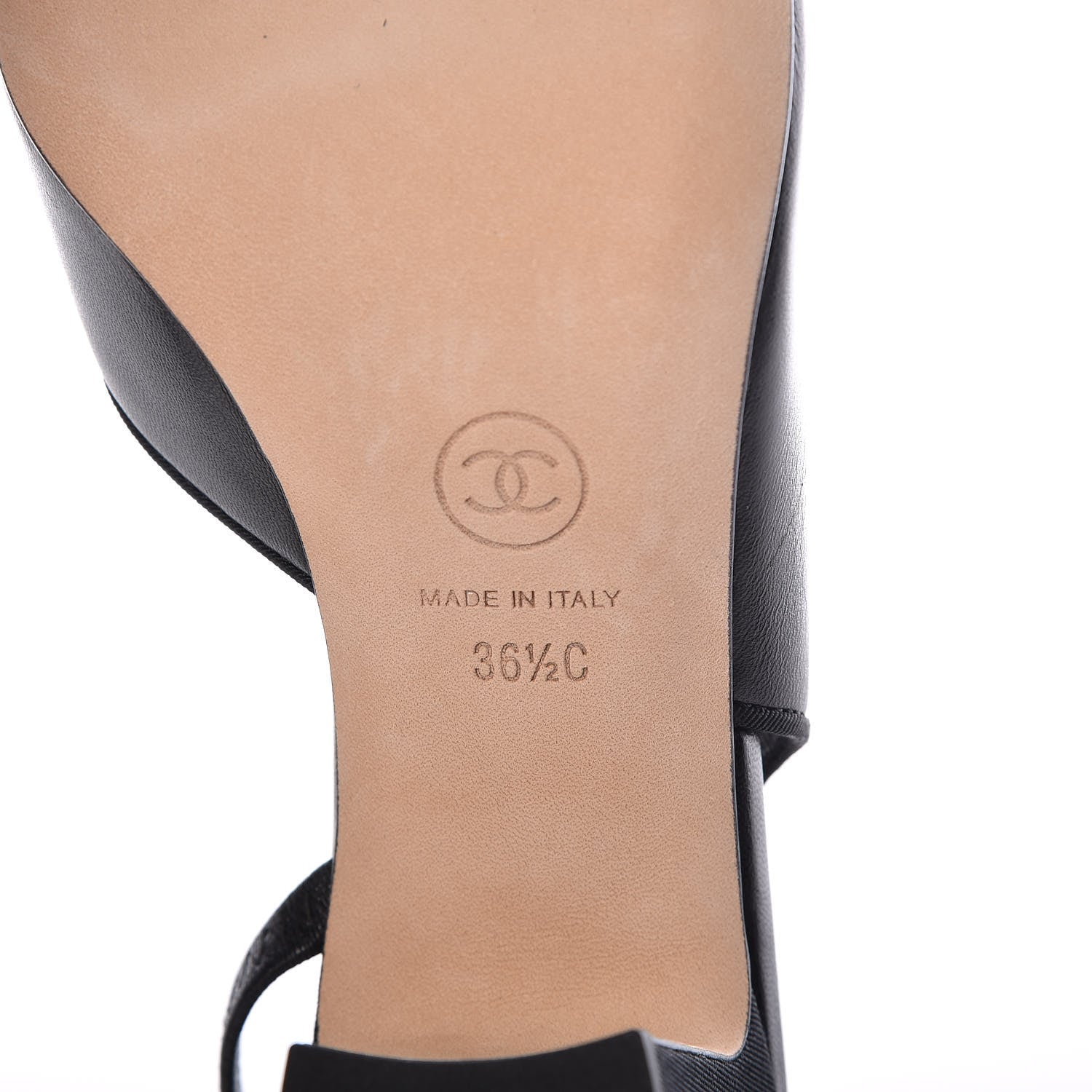 Chanel Lambskin Grosgrain Pearl Cap Toe CC Slingback Pumps 36.5 Black 7 of 8
