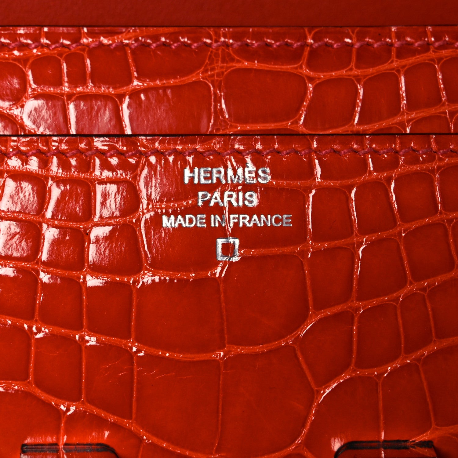Hermes Shiny Alligator Constance Long Wallet Sanguine 6 of 17