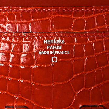 Hermes Shiny Alligator Constance Long Wallet Sanguine 6 of 17