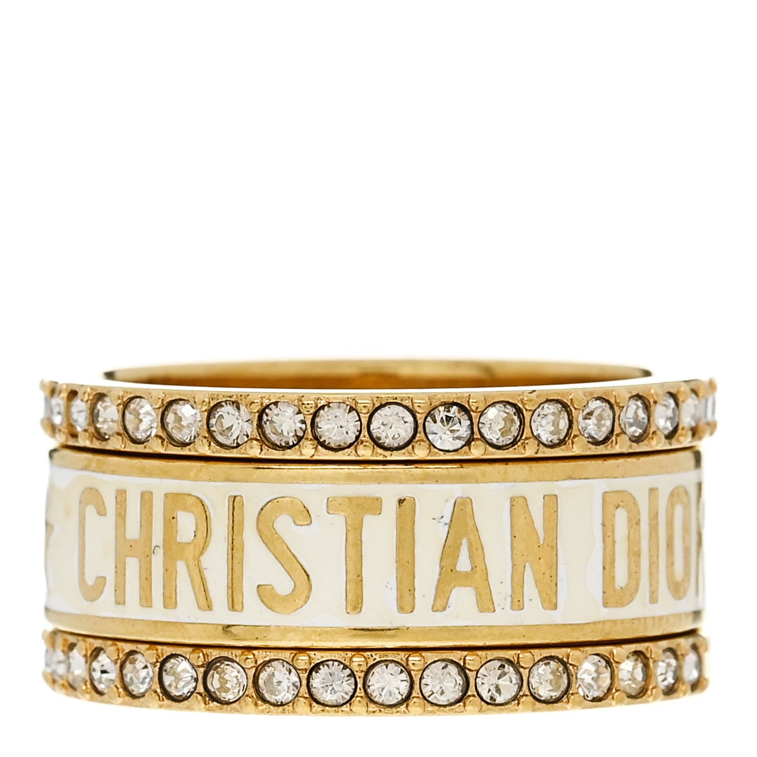 Christian Dior ロゴリング ゴールド ec-20379 Mサイズ Christian Dior Metal Crystal Code Ring Set M Gold 1690862