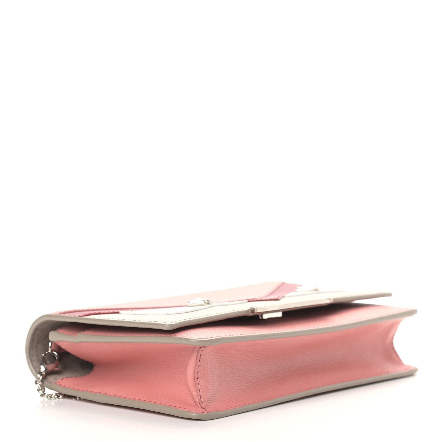 Vitello Elite Crystal Eye Monster Tube Wallet on Chain Grigio Polvere Ribes Multicolor
