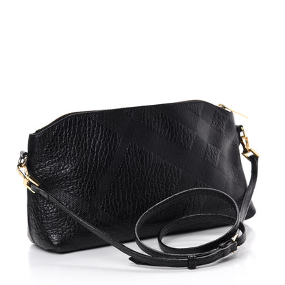 Burberry Signature Grain Calfskin Check Embossed Small Chichester Crossbody Clutch Bag Black 3 of 9