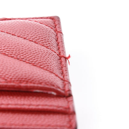 Saint Laurent Grain De Poudre Matelasse Chevron Credit Card Case New Red 10 of 15