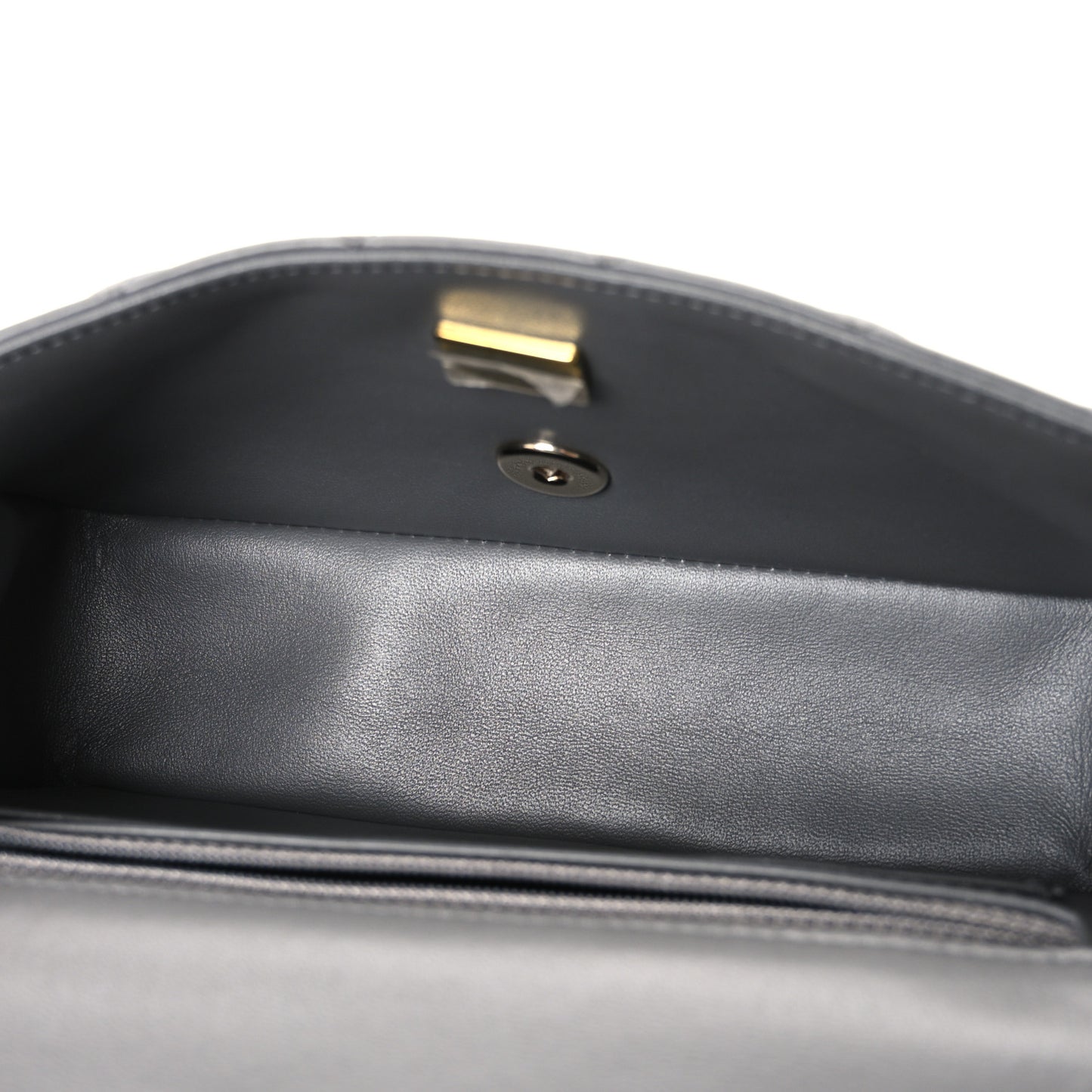 Lambskin Quilted Mini Rectangular Flap Grey