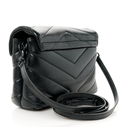 Saint Laurent Calfskin Y Quilted Monogram Monochrome Toy Loulou Crossbody Bag Black 3 of 11