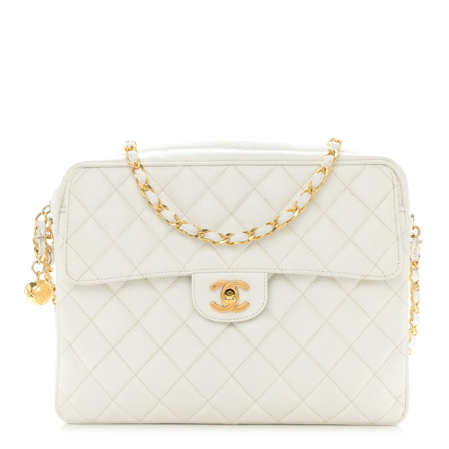 Caviar Quilted Camera Case White