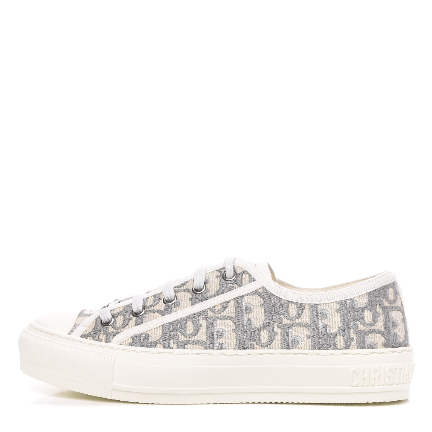 Canvas Oblique Walk'N'Dior Low Top Sneakers 37 Grey Stone