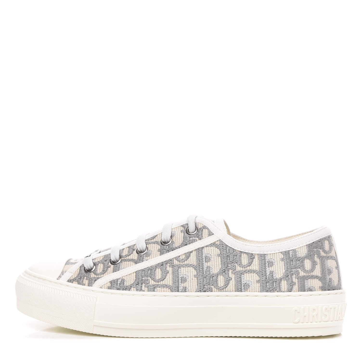 Christian Dior Canvas Oblique Walk'N'Dior Low Top Sneakers 37 Grey Stone 1 of 8