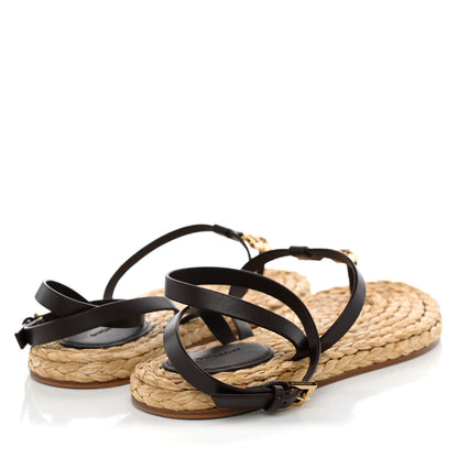 Givenchy Calfskin Raffia 4G Liquid Espadrille Sandals 35 Ebony Natural 4 of 11