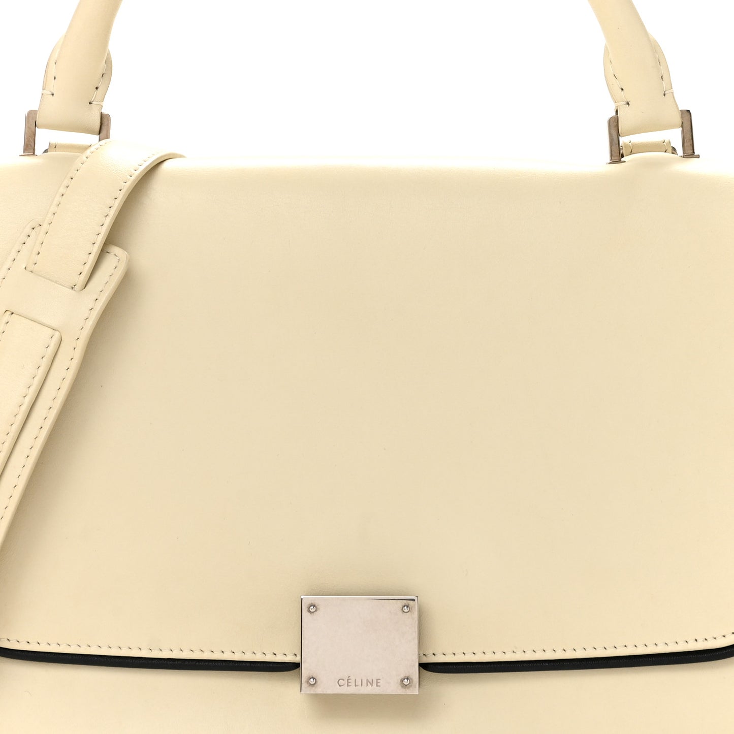 Smooth Calfskin Small Trapeze White Black