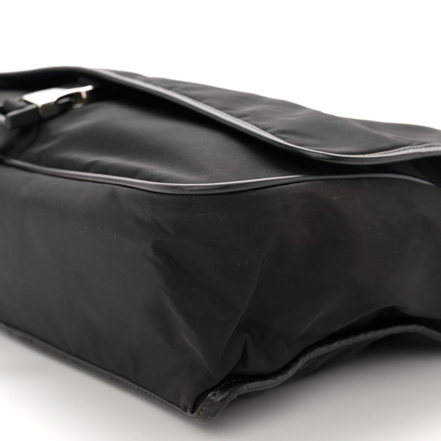 Prada Tessuto Nylon Saffiano Logo Messenger Bag Black 10 of 13