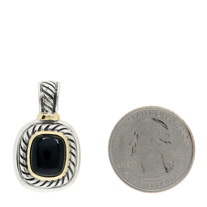 David Yurman Sterling Silver 14K Yellow Gold Black Onyx Albion Enhancer Pendant 2 of 4