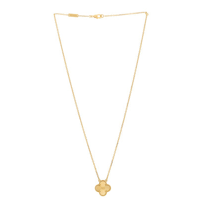 Van Cleef & Arpels 18K Yellow Gold Guilloche Vintage Alhambra Pendant Necklace 3 of 6