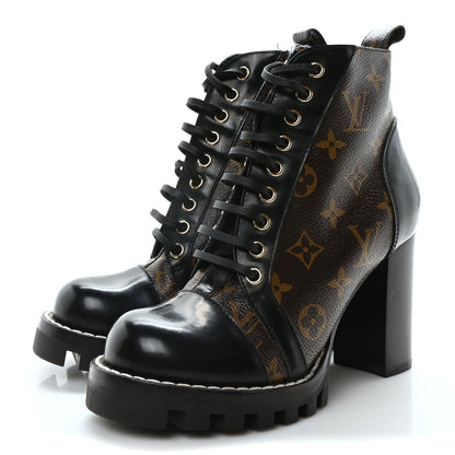 Louis Vuitton Patent Calfskin Monogram Star Trail Ankle Boots 36.5 Black 4 of 7