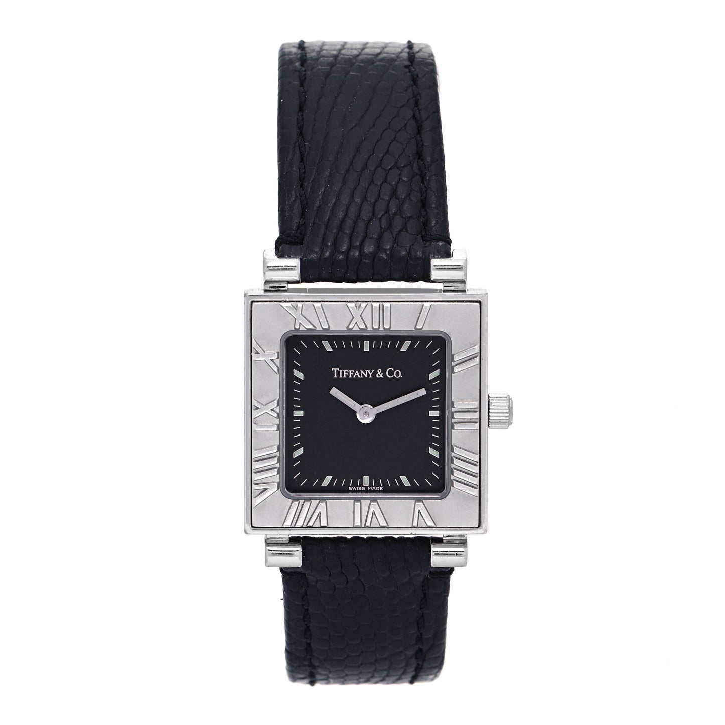 Stainless Steel Lizard 23mm Atlas Square Quartz Watch Black