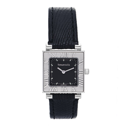 Tiffany Stainless Steel Lizard 23mm Atlas Square Quartz Watch Black 1 of 4