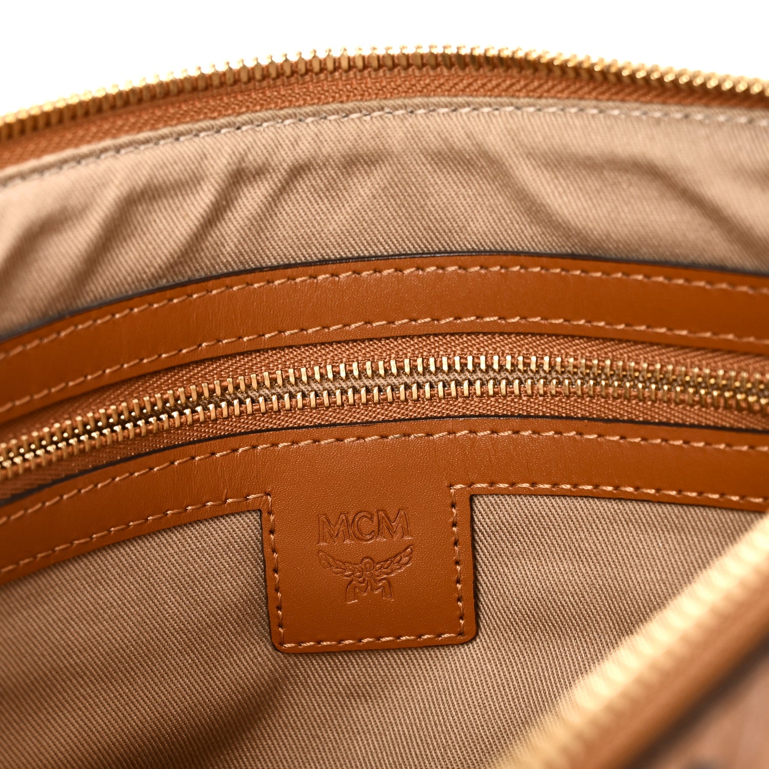 MCM Visetos Medium Crossbody Pouch Cognac 6 of 7